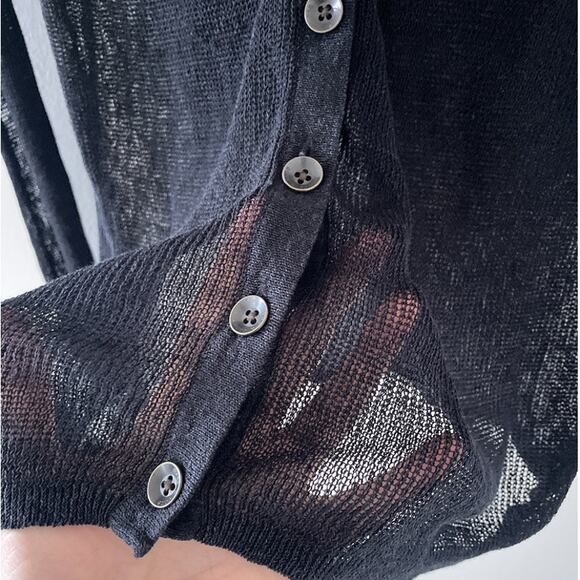 Rag & Bone New York Black Knit Linen Fitted Deep V Cardigan Sz S Minimal Goth - Picture 7 of 9